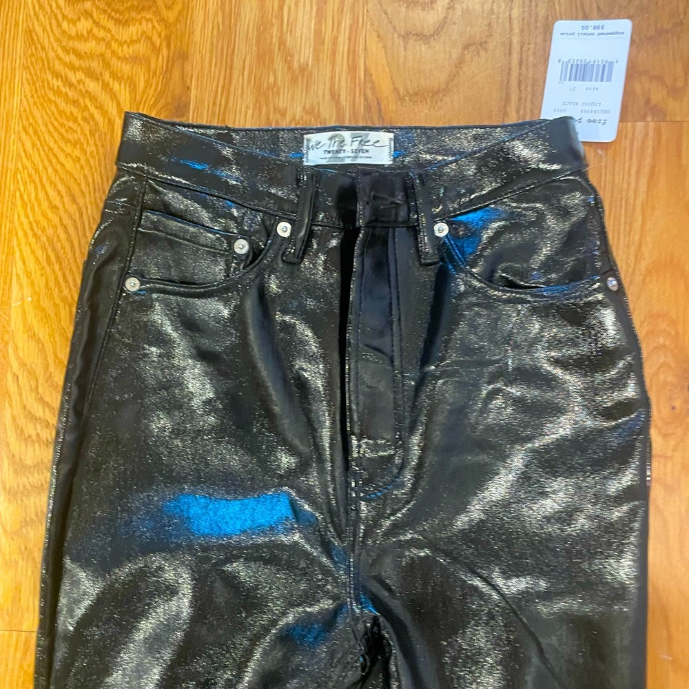 Free people leather mid rise jeans